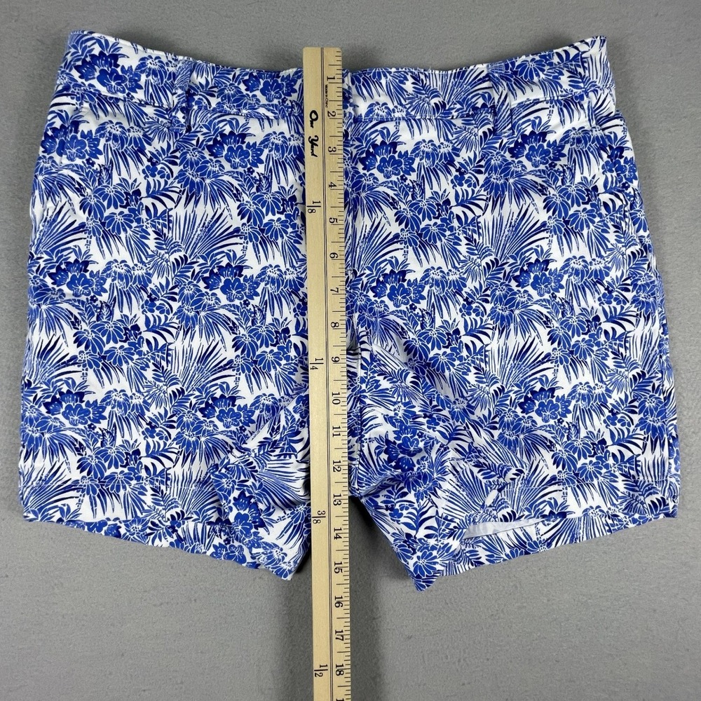 Tommy Bahama Shorts Womens 10 Blue Floral Palm Print Cotton Tencel Tropical 4.5" - Picture 7 of 10
